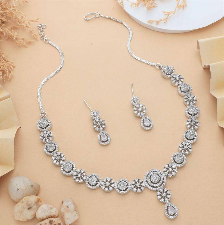 Anti tranish american diamond necklace set 930 Wholesale artificial gold jewelry in Hyderabad